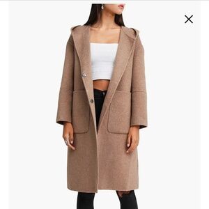 New Belle & Bloom Walk This Way Wool Blend Oversized Beige Neutral Coat